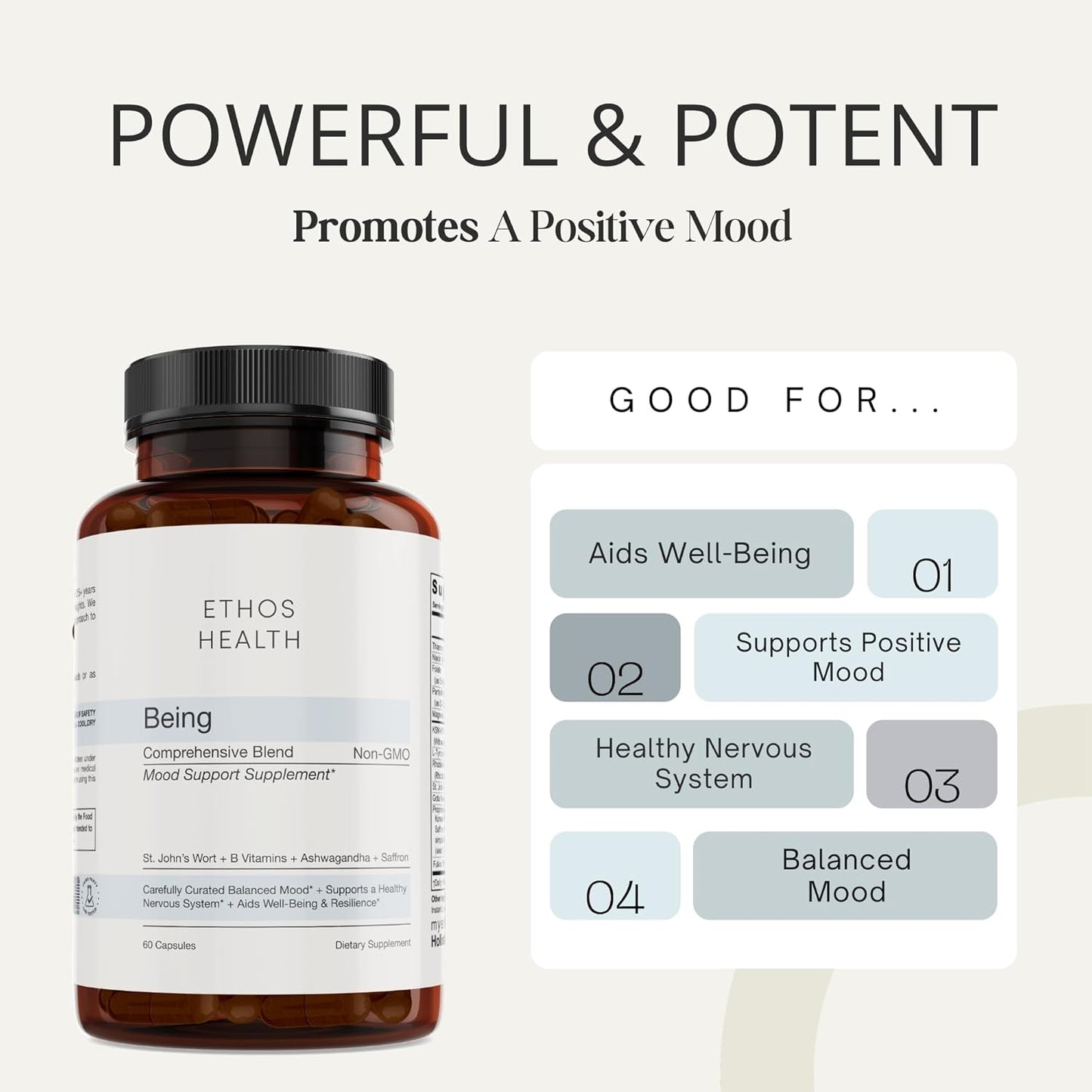 Doctor-Formulated Mood Support Supplement with KSM-66 Ashwagandha Extract, St. John’s Wort, Rhodiola Rosea, Saffron, Panax Ginseng, Gotu Kola - 60 Vegan Capsules