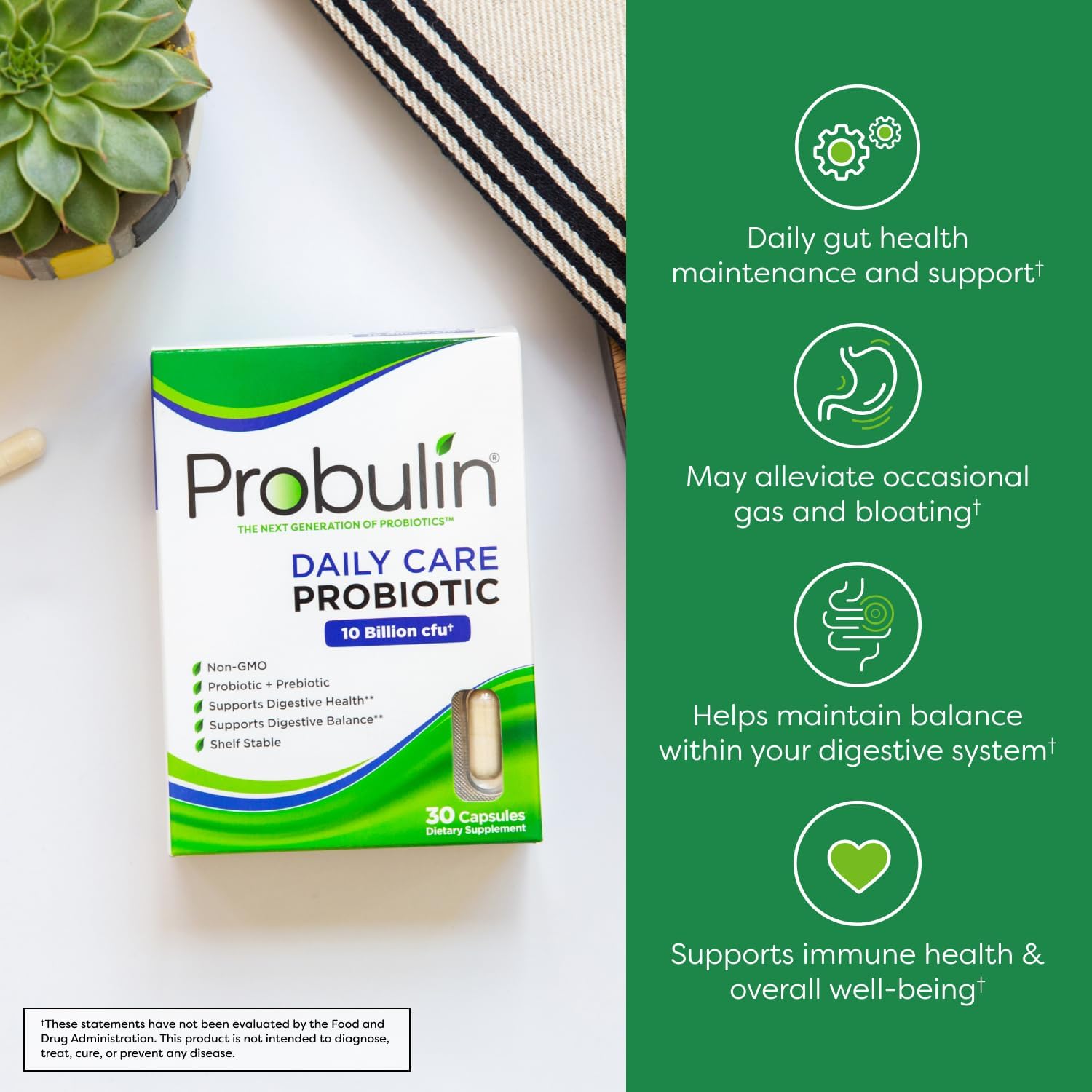 Doctor Formulated Probulin Daily Care Probiotic - 10 Billion CFU - 12 Probiotic Strains - 60 Vegan Capsules - Digestive & Immune Support (Twin Pack)
