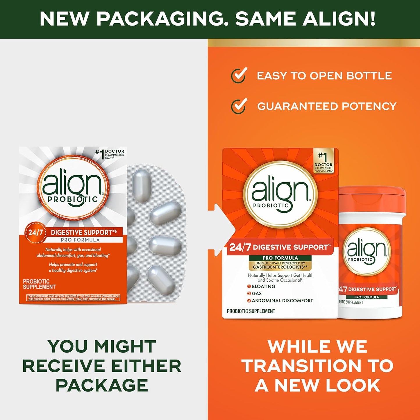 Doctor Recommended Align Probiotic Supplement for Women and Men, 63 Capsules - Daily Pro Formula to Relieve Gas and Bloating