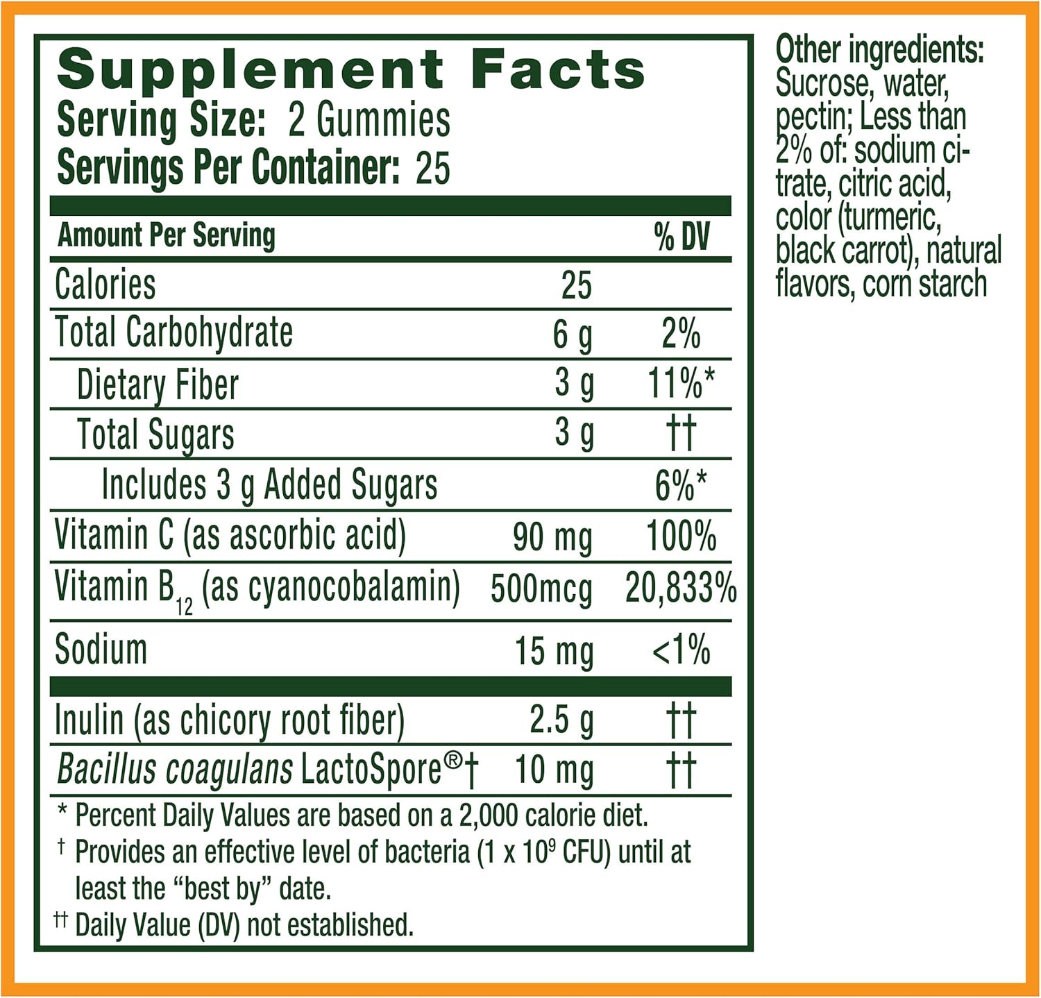 Doctor Recommended Citrus Flavor Probiotic Gummies for Gut Health & Immune Support with Vitamin C and B12 - 50 Count