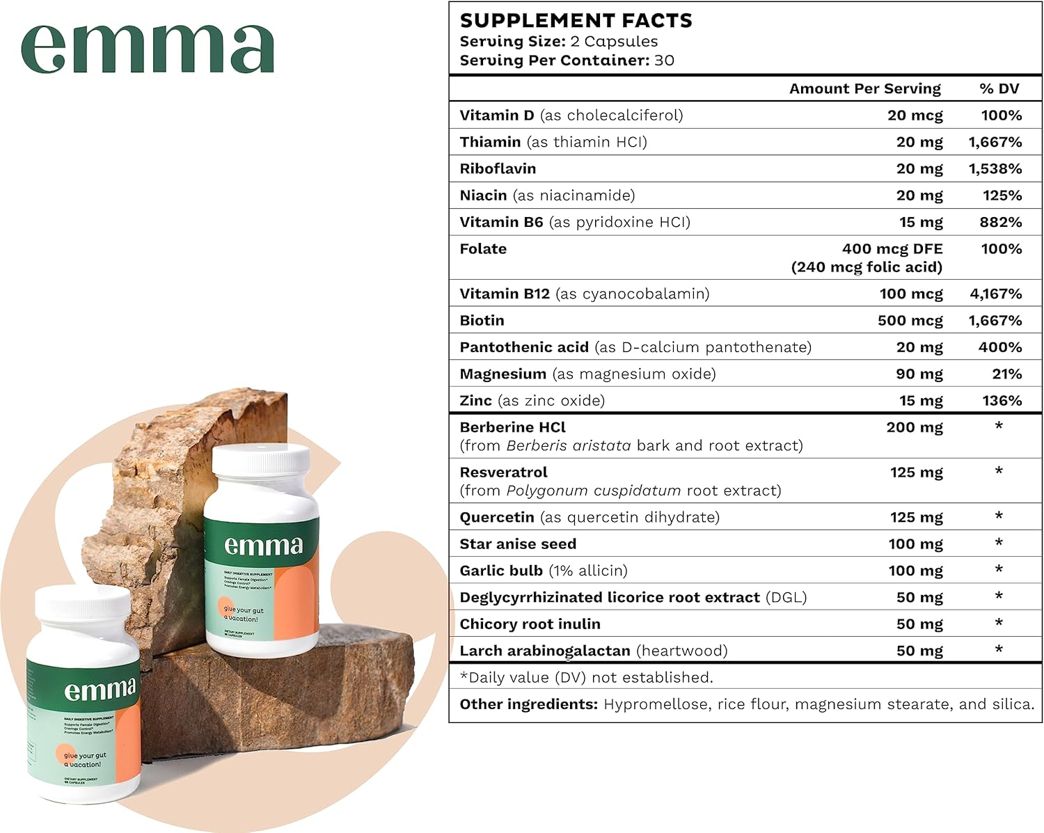 Doctor-Recommended Gut Health Supplement - 60 Capsules for Gas, Bloating, Leaky Gut - Magnesium, Berberine, Vitamin D, Quercetin - Colon Cleanse Formula