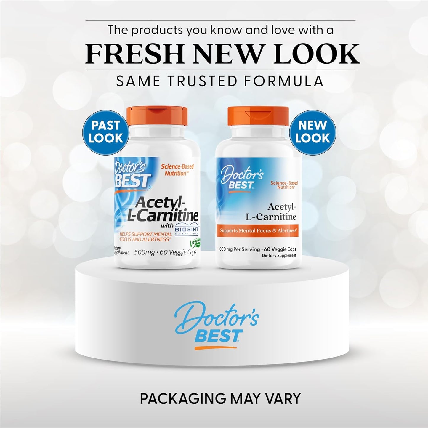Doctor's Best Acetyl-L-Carnitine: Supports Mental Focus & Alertness, Non-GMO, Gluten-Free, Soy-Free, Vegan - 60 Veggie Capsules