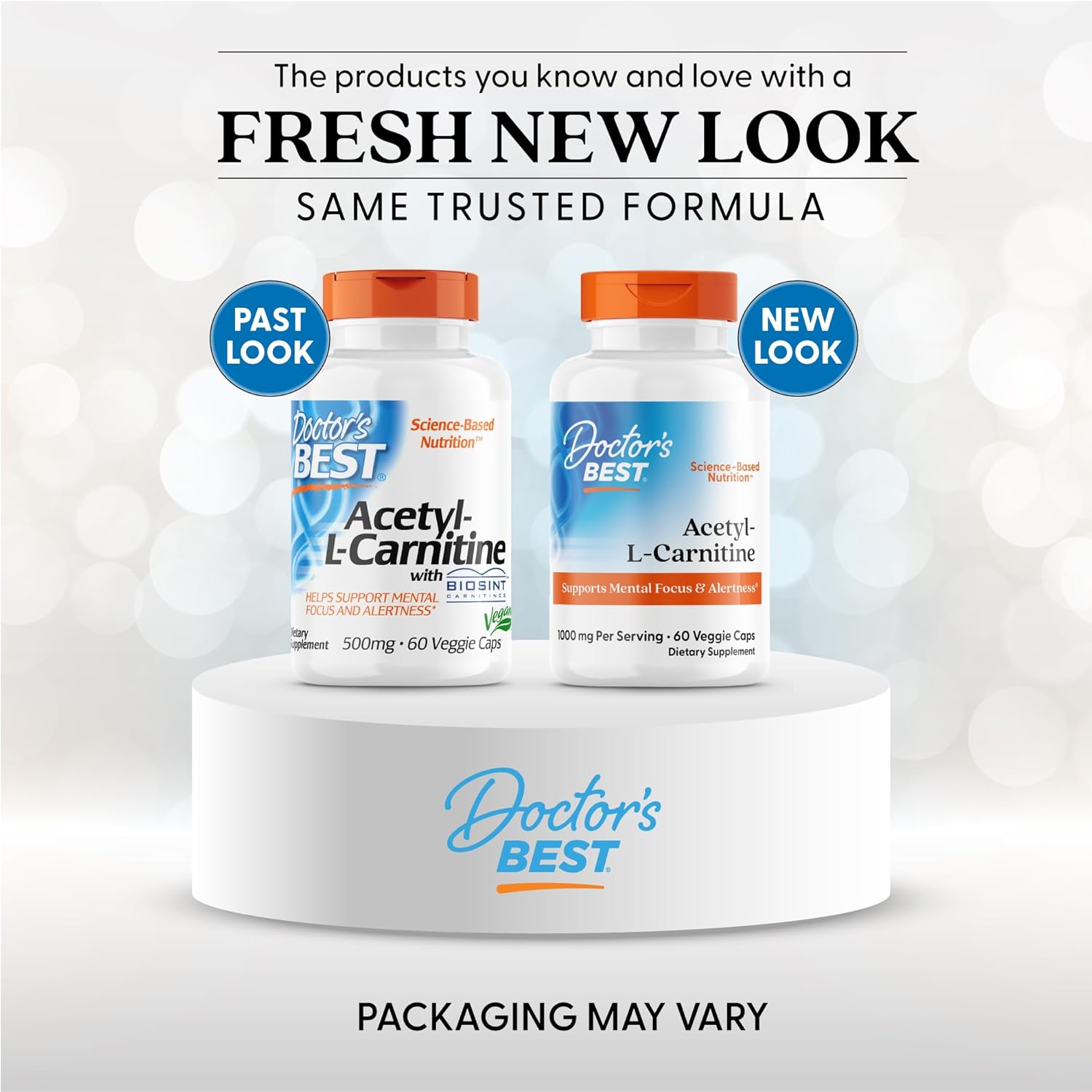 Doctor's Best Acetyl-L-Carnitine: Supports Mental Focus & Alertness, Non-GMO, Gluten-Free, Soy-Free, Vegan - 60 Veggie Capsules