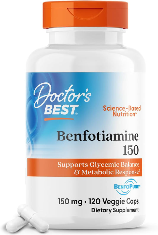 Doctor's BEST Benfotiamine 150 for Glycemic Balance & Metabolic Response - Non-GMO, Gluten Free, Vegan 120 Caps