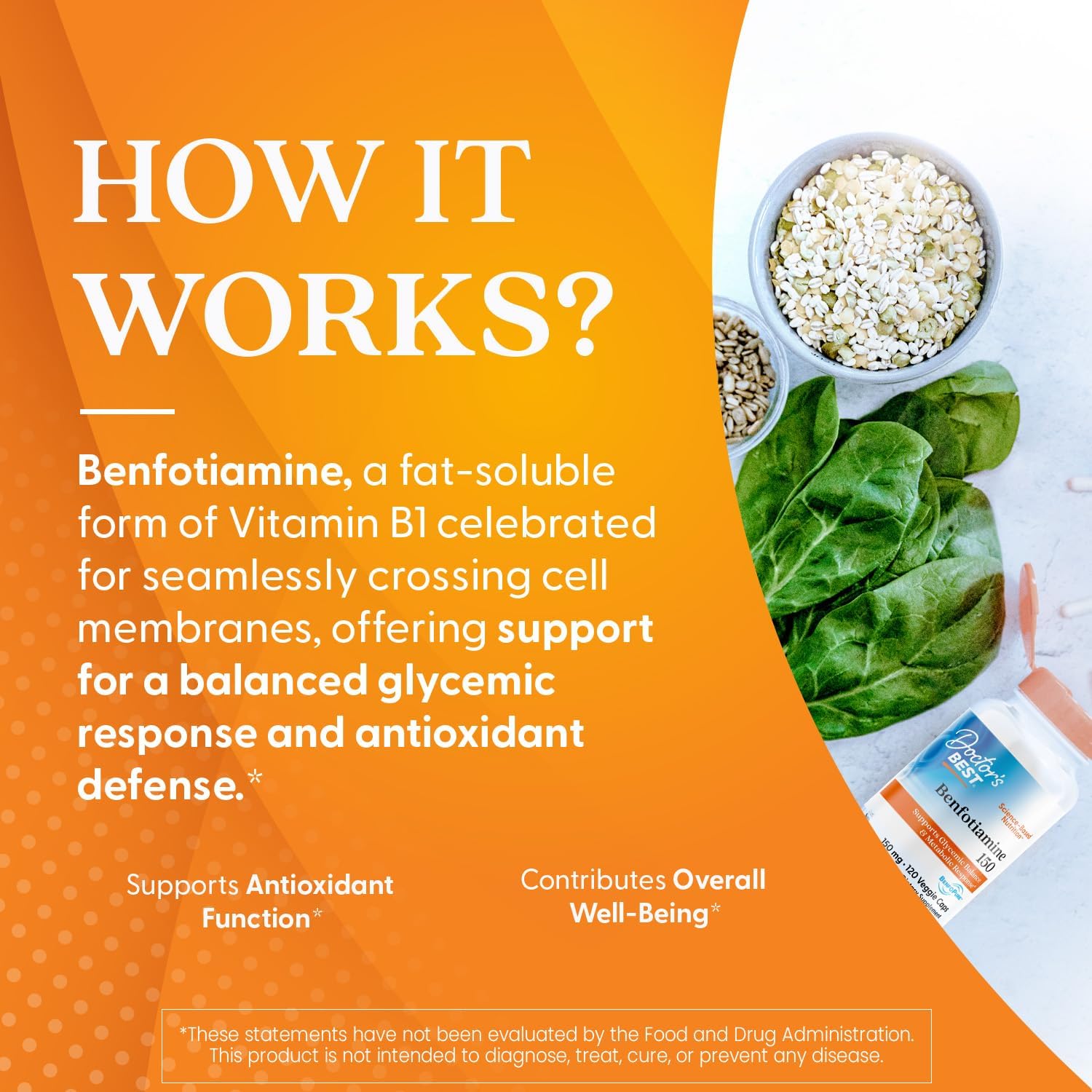 Doctor's BEST Benfotiamine 150 for Glycemic Balance & Metabolic Response - Non-GMO, Gluten Free, Vegan 120 Caps