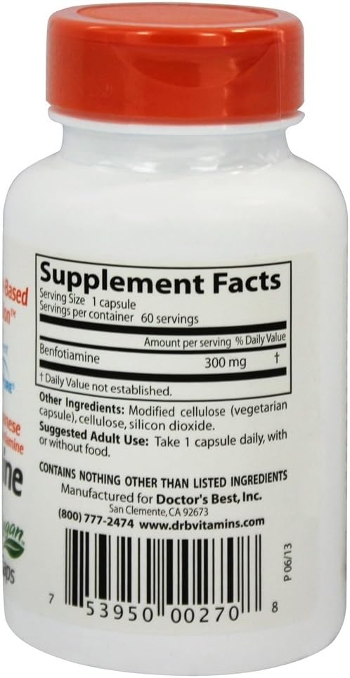 Doctor's Best Benfotiamine with BenfoPure 300mg - 60 Vegetarian Capsules for Wellness