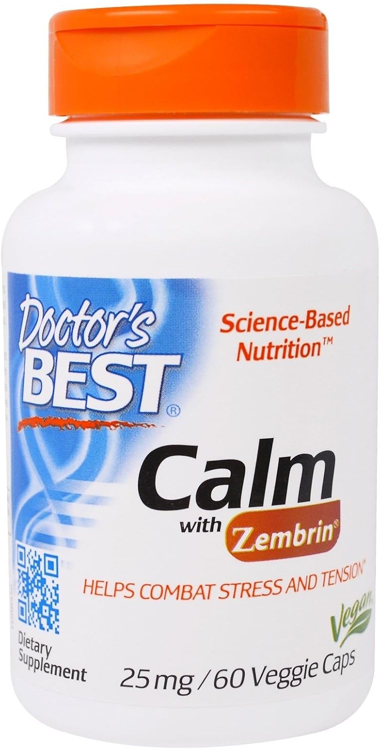 Doctor's Best Calm with Zembrin, 25mg Veggie Caps - Support for Stress and Mood, 60 Count
