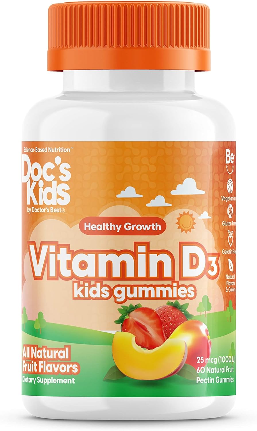 Doctor's Best Children's Vitamin D3 Gummies 1000iu - Supports Healthy Bones, Teeth, Immune Health - 60 Count