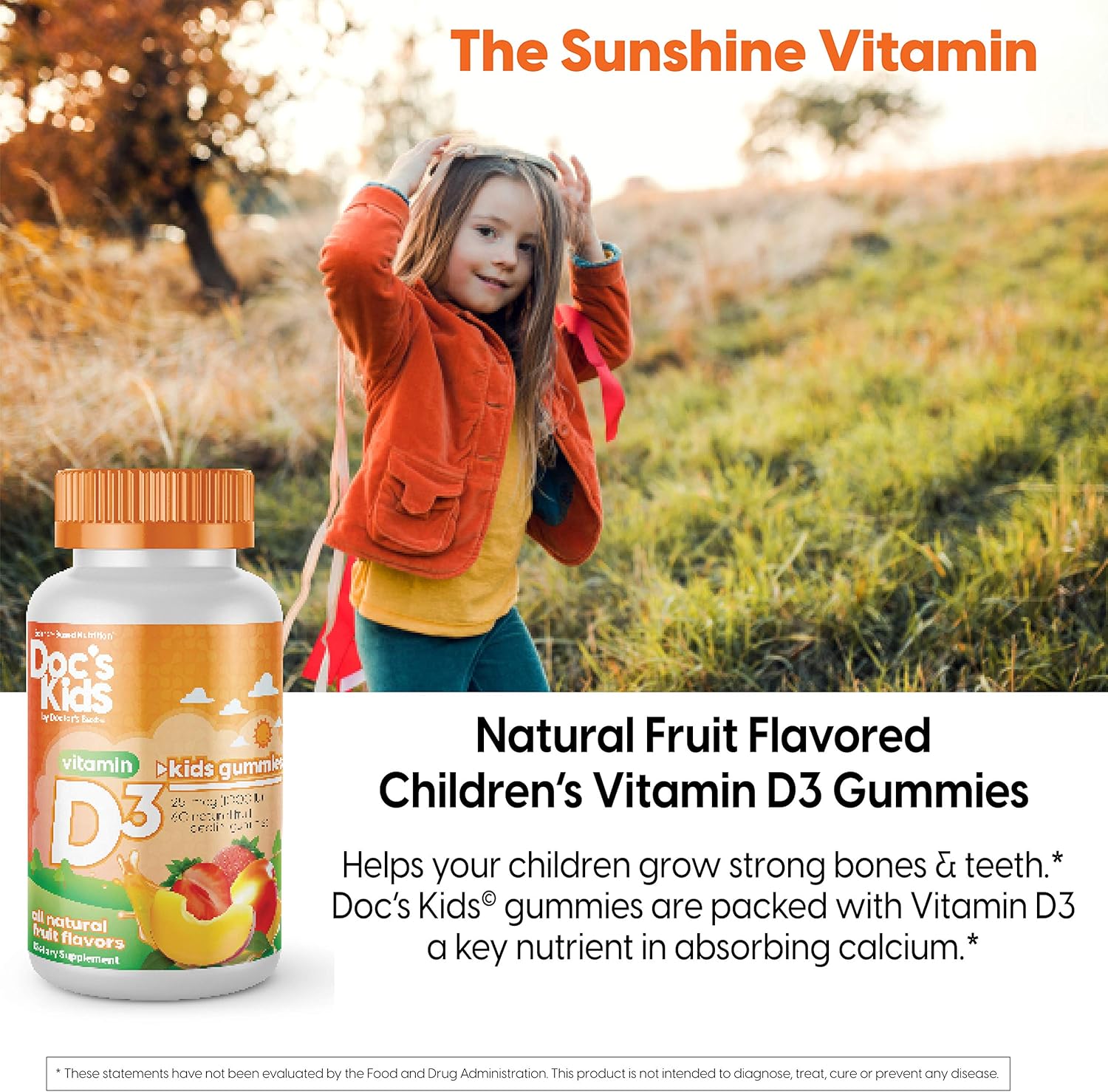 Doctor's Best Children's Vitamin D3 Gummies 1000iu - Supports Healthy Bones, Teeth, Immune Health - 60 Count
