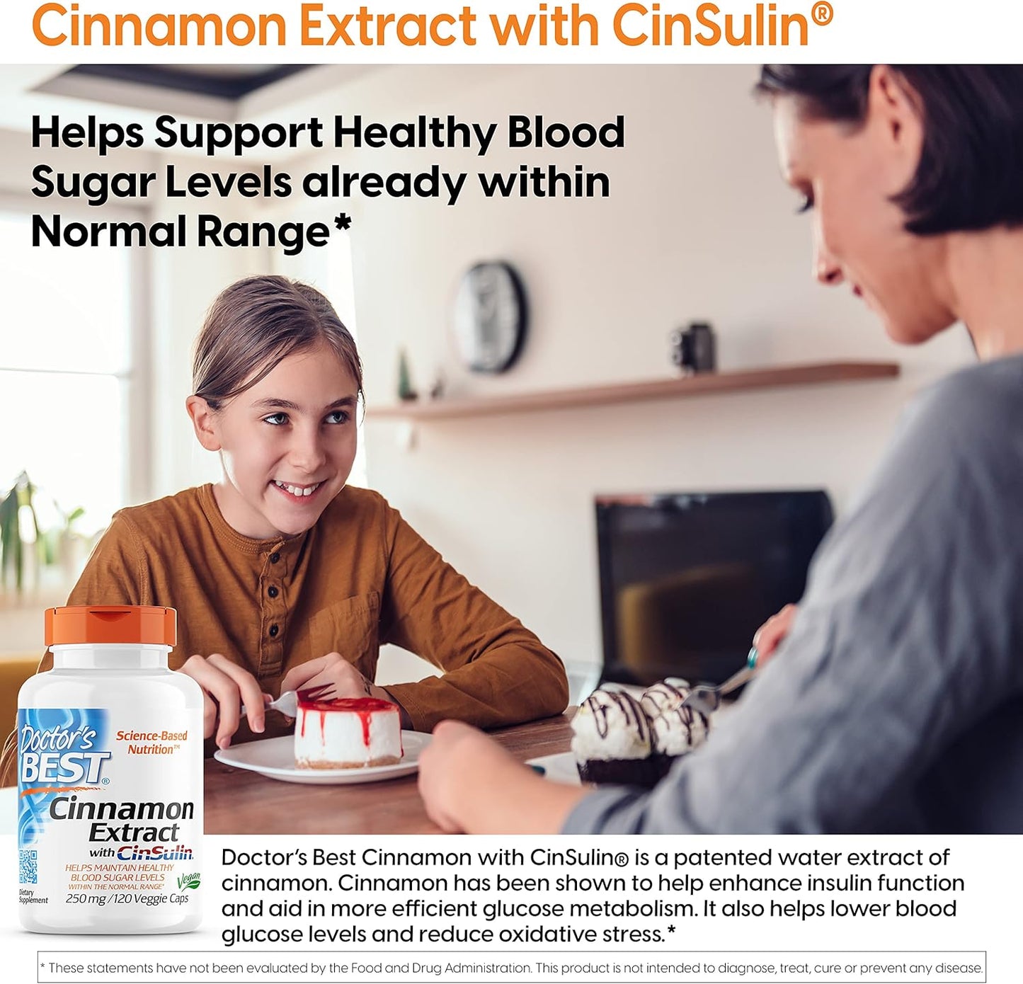Doctor's Best Cinnamon Extract - Supports Healthy Glycemic Balance & Metabolism, Non-GMO, Gluten-Free, Soy-Free, Vegan - 120 Veggie Capsules