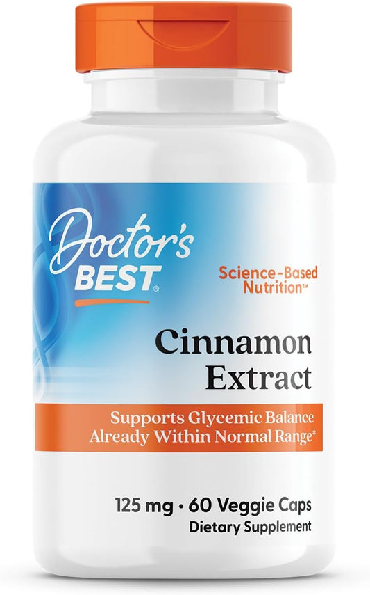 Doctor's BEST Cinnamon Extract with Cinnulin PF - 60 Veggie Caps, Non-GMO, Gluten Free, Vegan - Supports Healthy Blood Sugar Levels