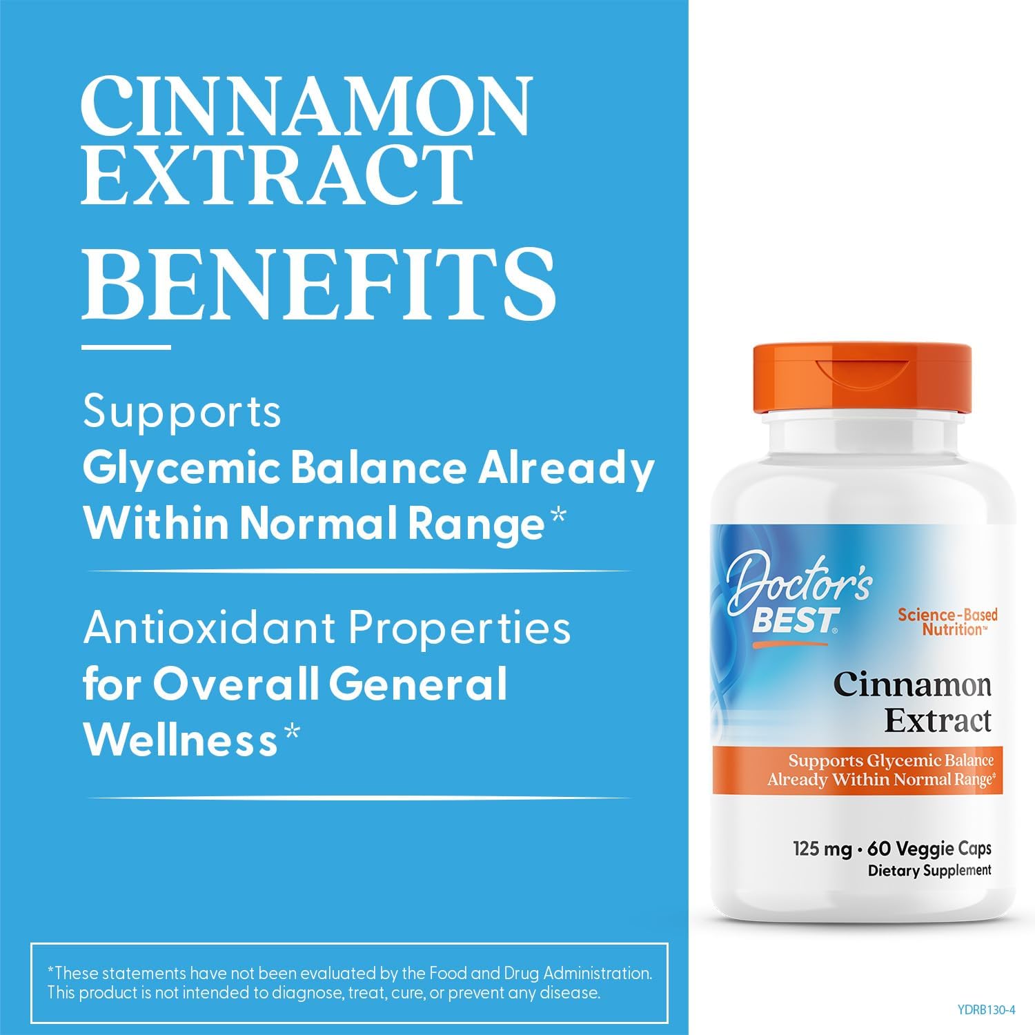 Doctor's BEST Cinnamon Extract with Cinnulin PF - 60 Veggie Caps, Non-GMO, Gluten Free, Vegan - Supports Healthy Blood Sugar Levels