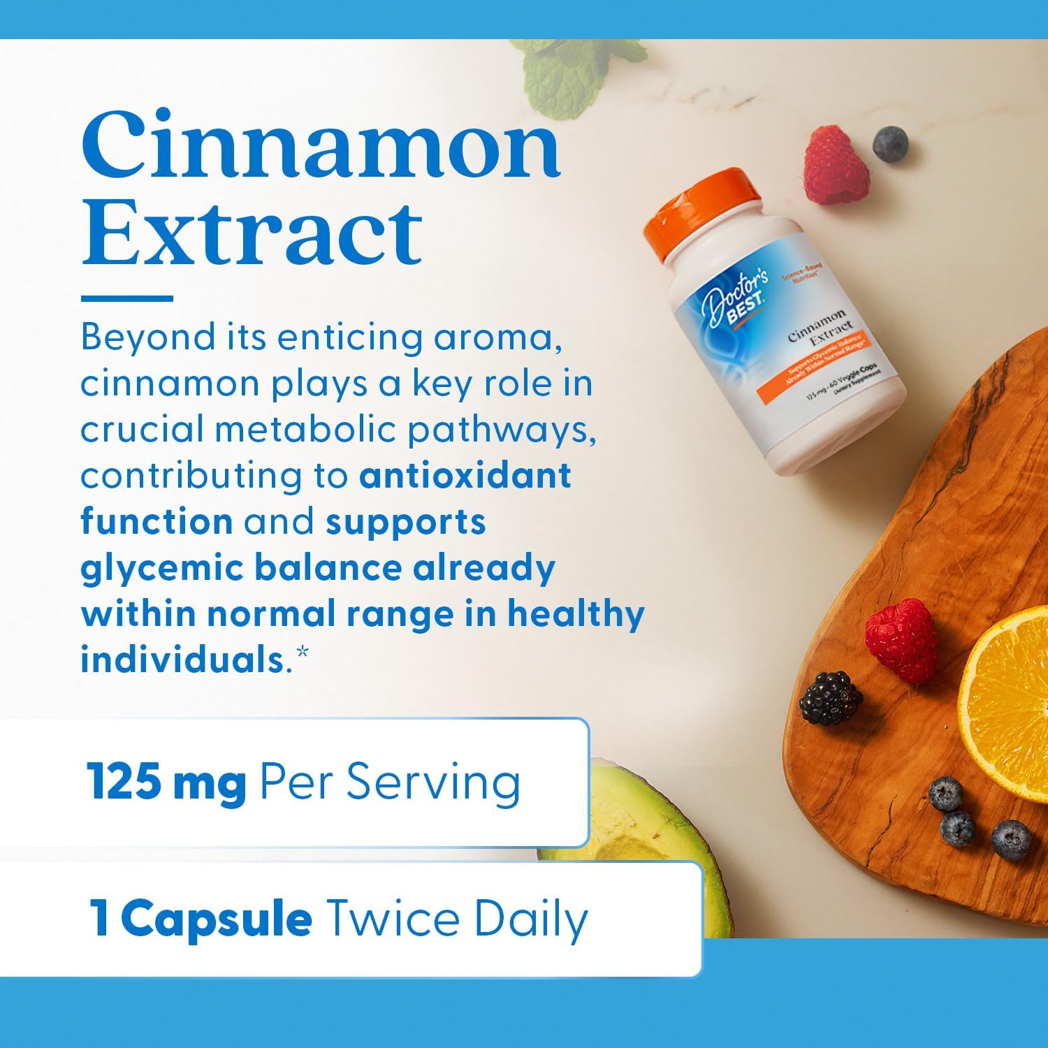 Doctor's BEST Cinnamon Extract with Cinnulin PF - 60 Veggie Caps, Non-GMO, Gluten Free, Vegan - Supports Healthy Blood Sugar Levels