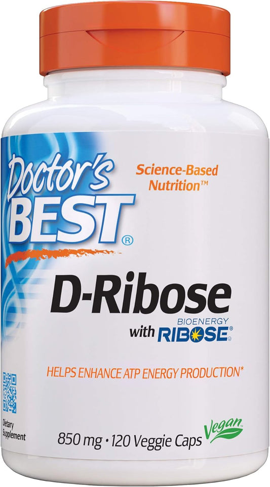 Doctor's Best D-Ribose Capsules - Supports ATP Energy, Non-GMO, Gluten-Free, Soy-Free, Vegan - 120 Count