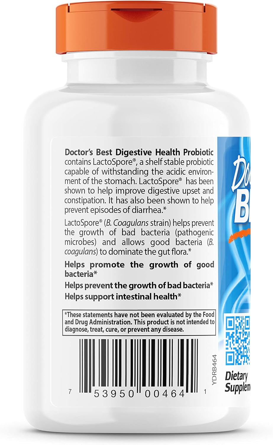 Doctor's Best Digestive Health Probiotic 2 Billion CFU with Lactospore - Non-GMO Vegan Supplement - 60 Vegetarian Capsules