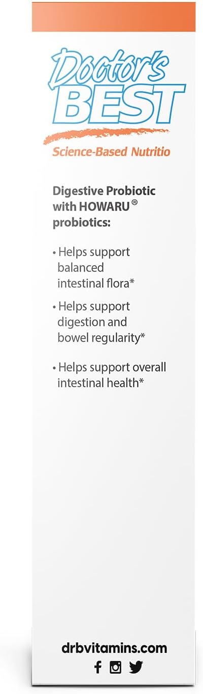 Doctor's Best Digestive Probiotic Supplement for Digestive & Intestinal Health - Non-GMO, Gluten Free, Vegan - 30 Veggie Capsules