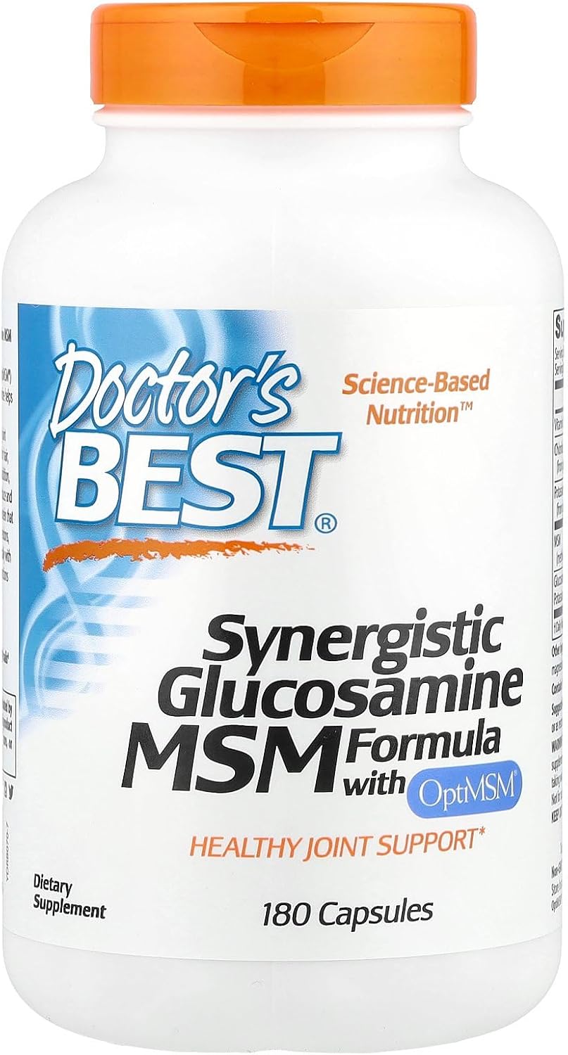 Doctors Best Glucosamine MSM Formula for Joint Support - Non-GMO & Gluten Free - 180 Capsules