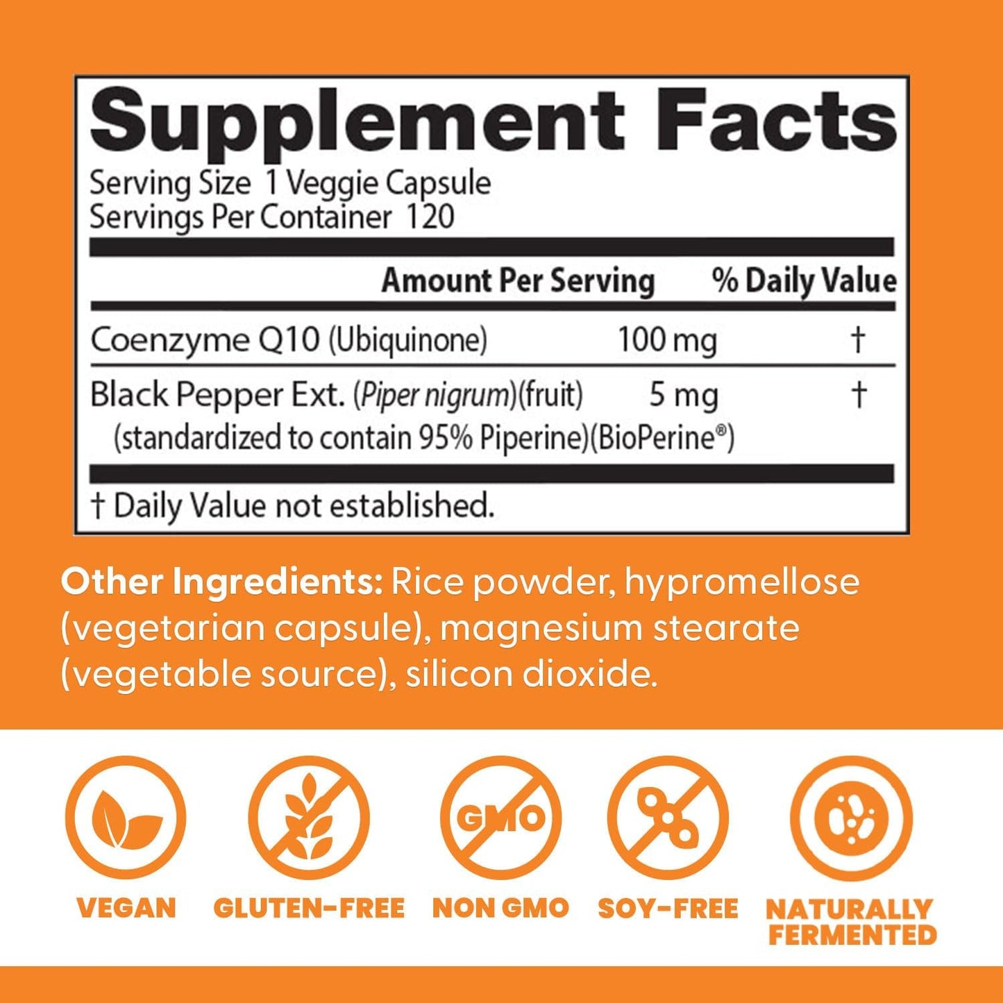 Doctor's Best High Absorption CoQ10 with Bioperine for Heart Health & Energy, Non-GMO, Vegan, 100mg, 120 Capsules