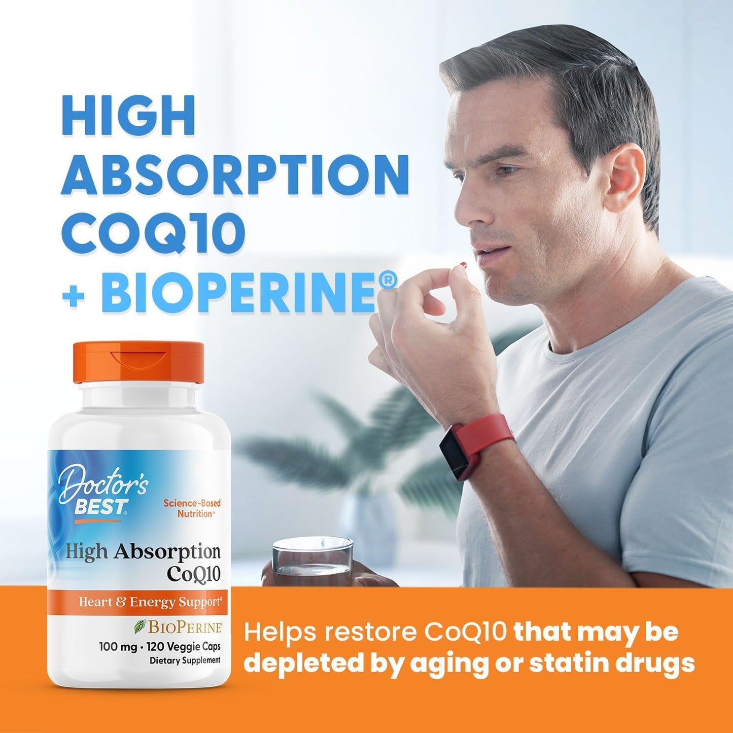 Doctor's Best High Absorption CoQ10 with Bioperine for Heart Health & Energy, Non-GMO, Vegan, 100mg, 120 Capsules