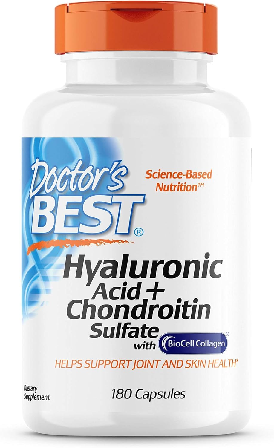 Doctor's Best Hyaluronic Acid and Chondroitin Sulfate with BioCell Collagen - Joint Support Supplement, 180 Count