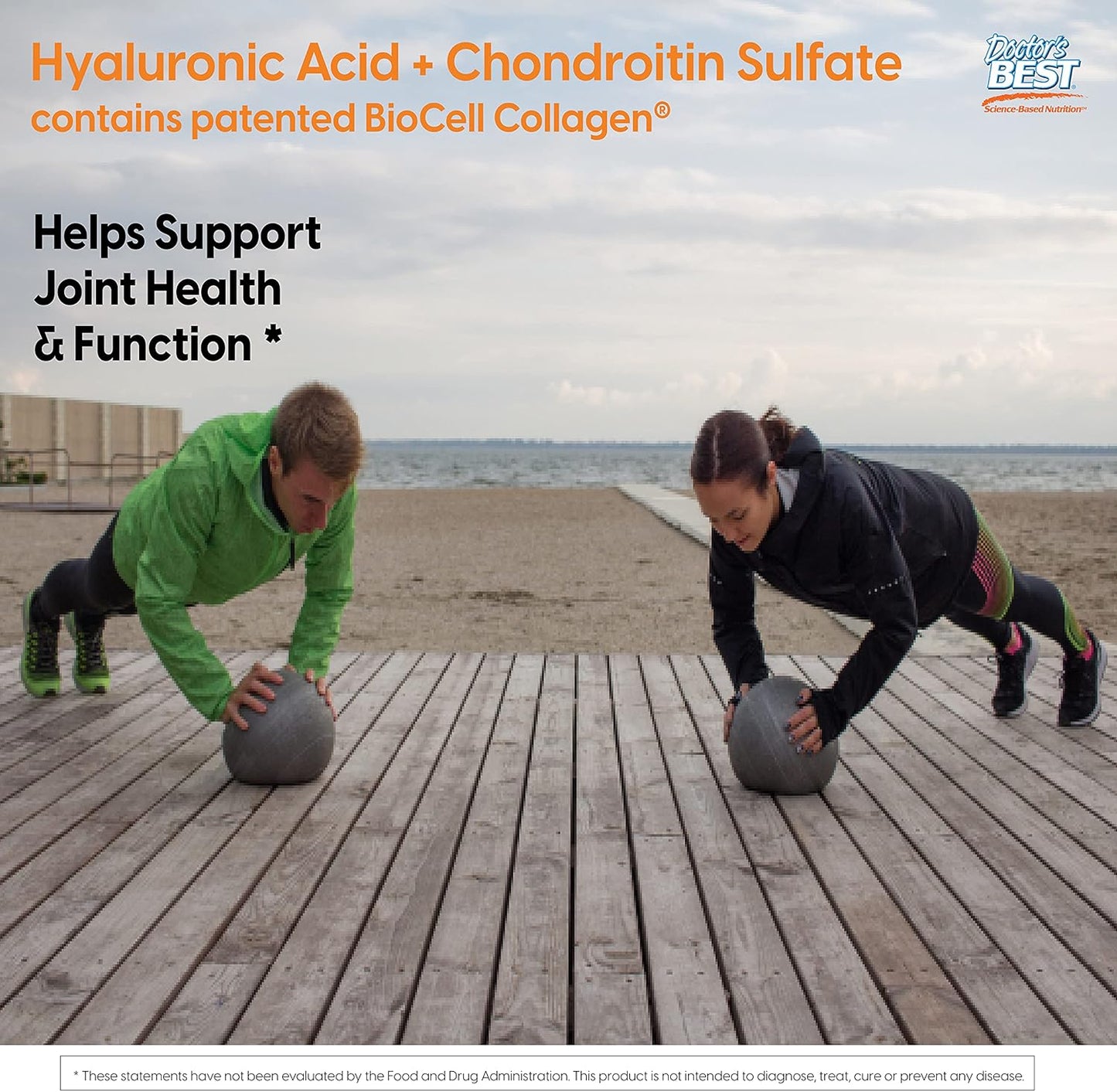 Doctor's Best Hyaluronic Acid and Chondroitin Sulfate with BioCell Collagen - Joint Support Supplement, 180 Count