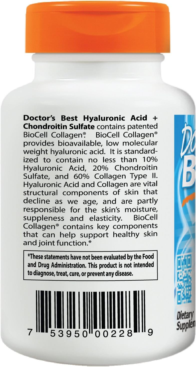 Doctor's Best Hyaluronic Acid and Chondroitin Sulfate Capsules - 180 Count