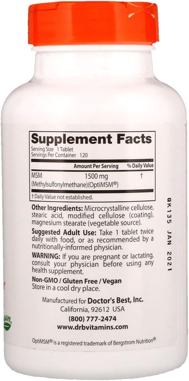 Doctor's Best MSM 120 ct x 2 - Premium Quality Methylsulfonylmethane Supplement
