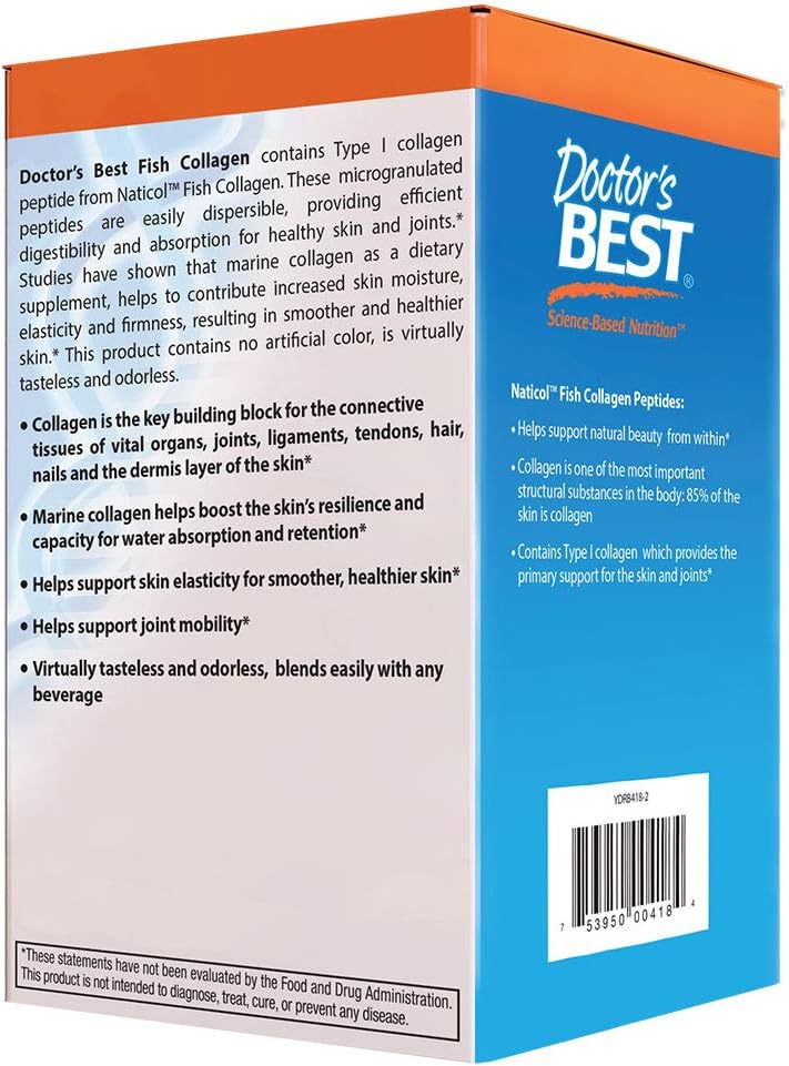 Doctor's Best Naticol Fish Collagen Powder Sticks for Skin, Nails, Joints - 30 Pack