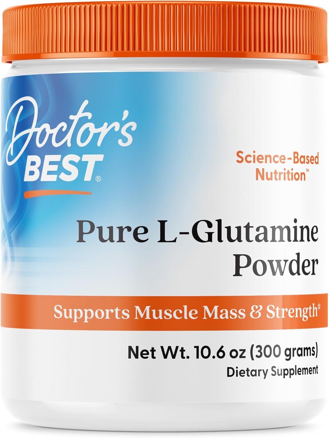 Doctors Best Pure L-Glutamine Powder - Supports Muscle Mass & Strength - Non-GMO, Gluten Free, Soy Free, Vegan - 10.6 oz (300g)