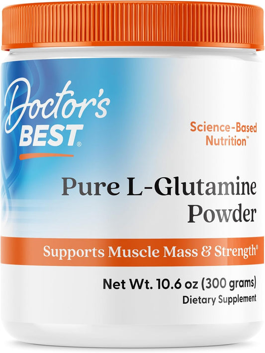 Doctors Best Pure L-Glutamine Powder - Supports Muscle Mass & Strength - Non-GMO, Gluten Free, Soy Free, Vegan - 10.6 oz (300g)