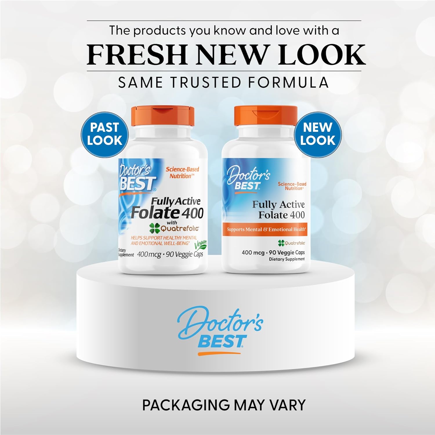 Doctor's Best Quatrefolic Folate 400 mcg - Supports Mood, Memory, Circulation - 90 VC - Promotes Well-Being