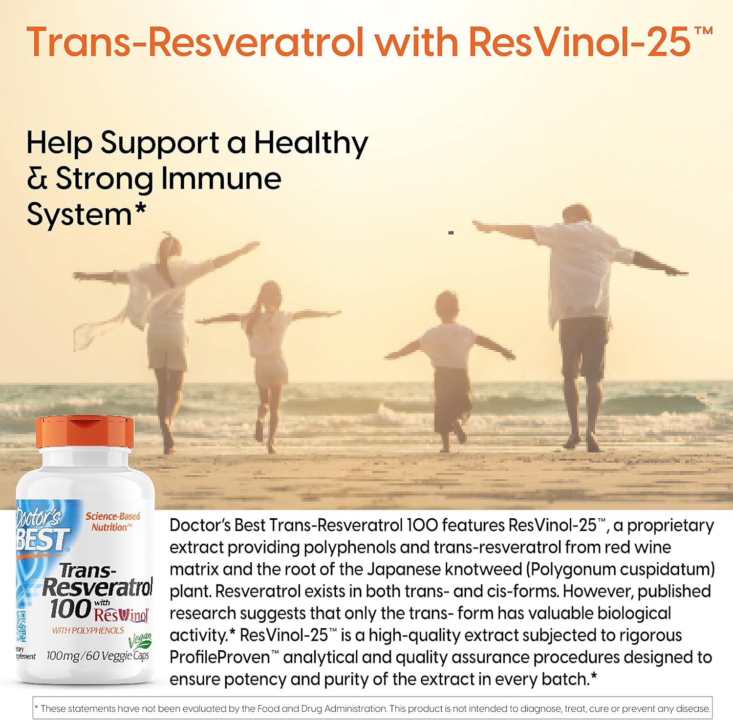 Doctor's BEST Trans-Resveratrol 100 - Red Wine Polyphenol Supplement, 60 Vegan Capsules, Non-GMO & Gluten Free
