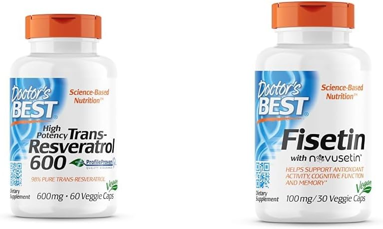 Doctor's BEST Trans-Resveratrol 600 mg and Fisetin with Novusetin 100 mg Bundle - 60 Count and 30 Count