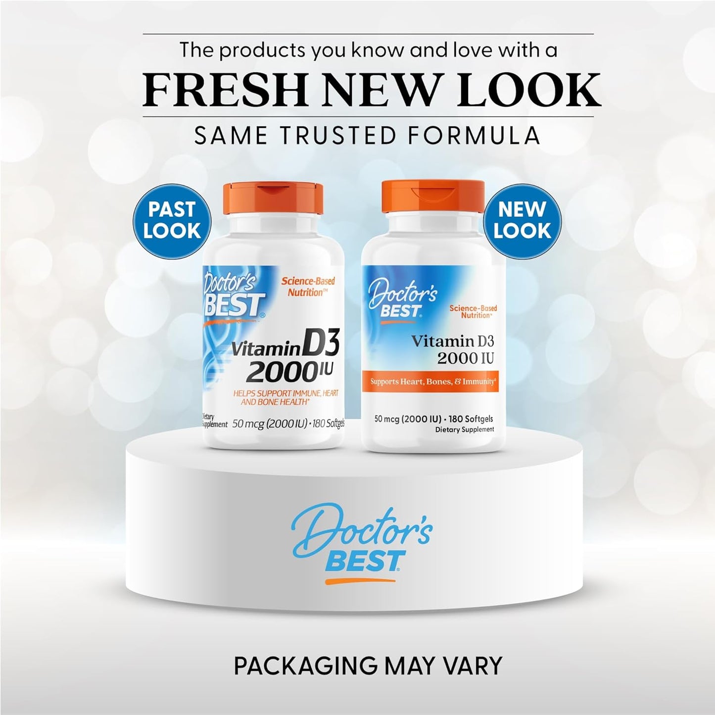 Doctor's BEST Vitamin D3 2000 IU Softgels - Supports Heart, Bones, & Immunity - Non-GMO, Gluten & Soy Free - 180 Count