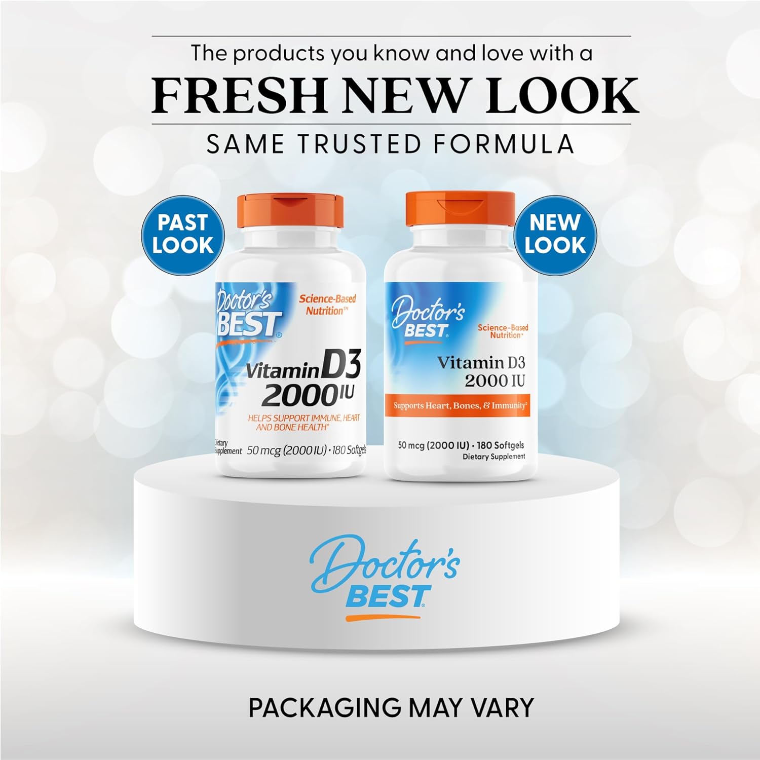 Doctor's BEST Vitamin D3 2000 IU Softgels - Supports Heart, Bones, & Immunity - Non-GMO, Gluten & Soy Free - 180 Count