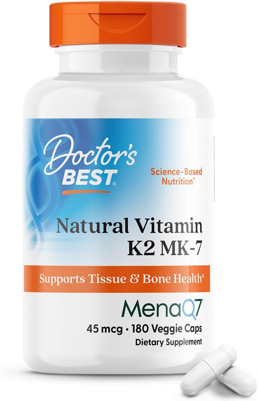 Doctor's Best Vitamin K2 Mk-7 Capsules - 180 Ct - Promotes Bone Health & Elasticity