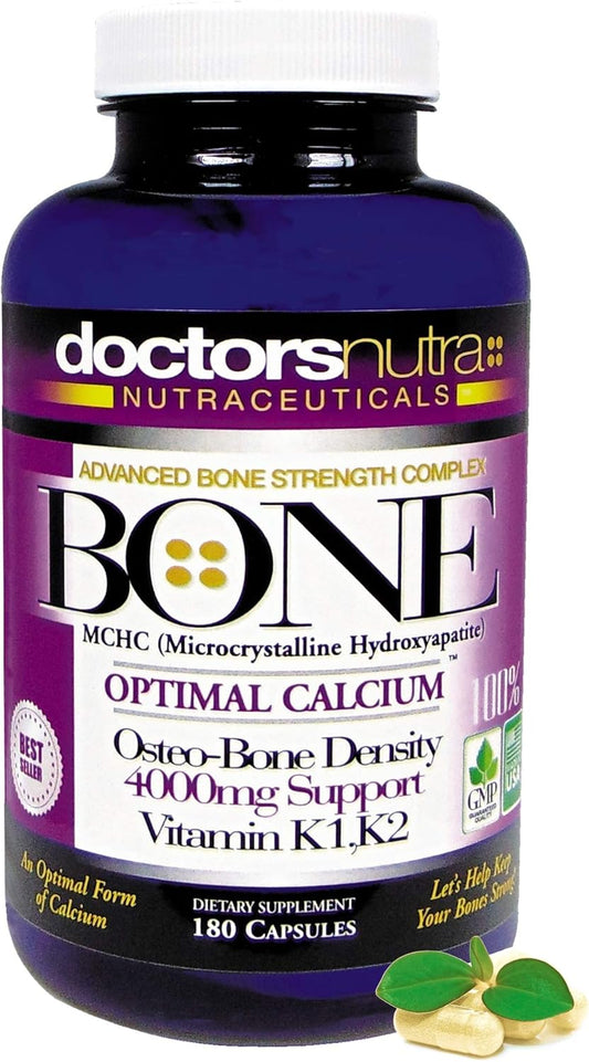 Doctors Nutra Nutraceuticals Calcium 1000mg with 4000mg MCHC for Ultimate Bone Health Support with K1, K2, Magnesium, Vitamin D, Zinc, Glucosamine & More