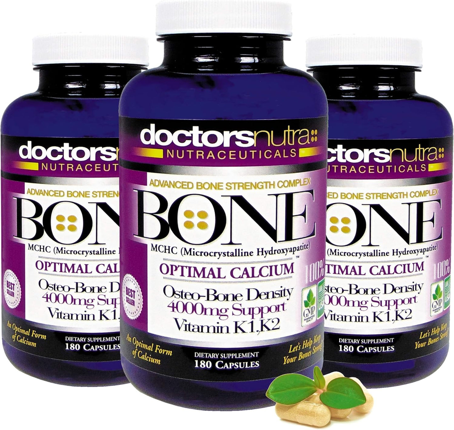 Doctors Nutra Nutraceuticals Calcium 1000mg with 4000mg MCHC for Ultimate Bone Health Support with K1, K2, Magnesium, Vitamin D, Zinc, Glucosamine & More