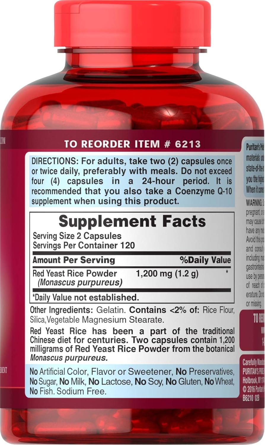 Doctors Trust® Red Yeast Rice 600mg Supplement, 240 Capsules - Puritan's Pride Rapid Release Formula