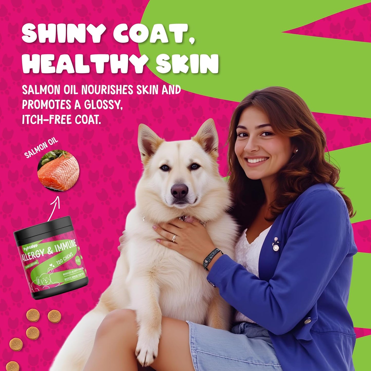 Dog Allergy Chews with Probiotics for Immune Support - Skin and Coat Supplement for Seasonal Allergies - 120 Soft Chews, Made in USA