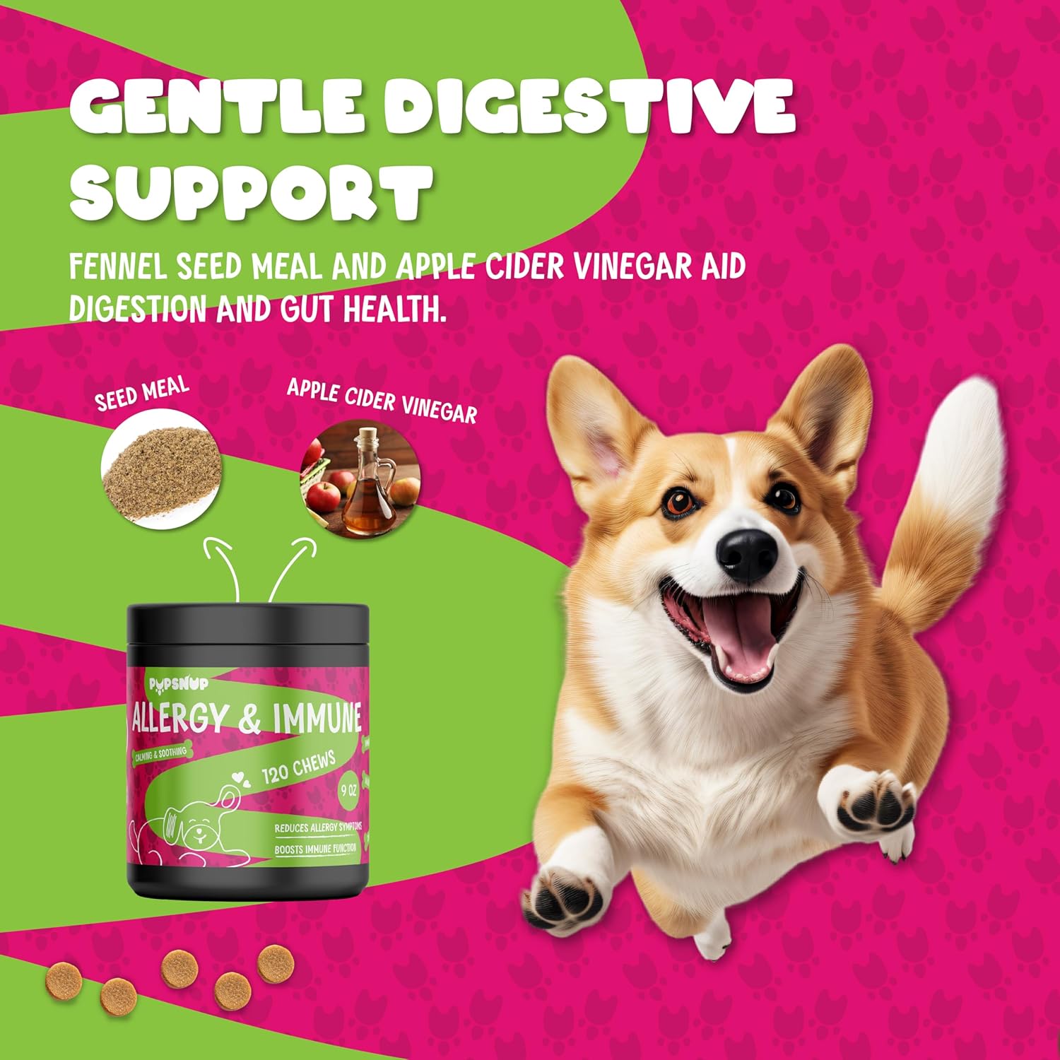 Dog Allergy Chews with Probiotics for Immune Support - Skin and Coat Supplement for Seasonal Allergies - 120 Soft Chews, Made in USA