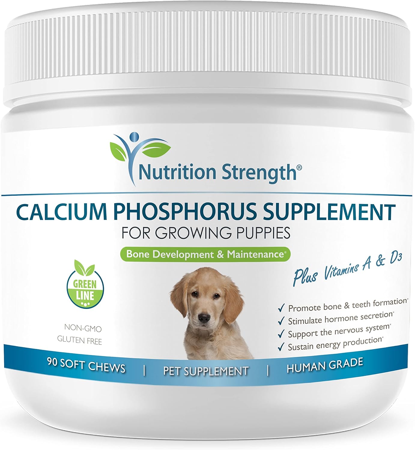 Dog Calcium Phosphorus Supplement for Healthy Bones & Growth, 90 Soft Chews