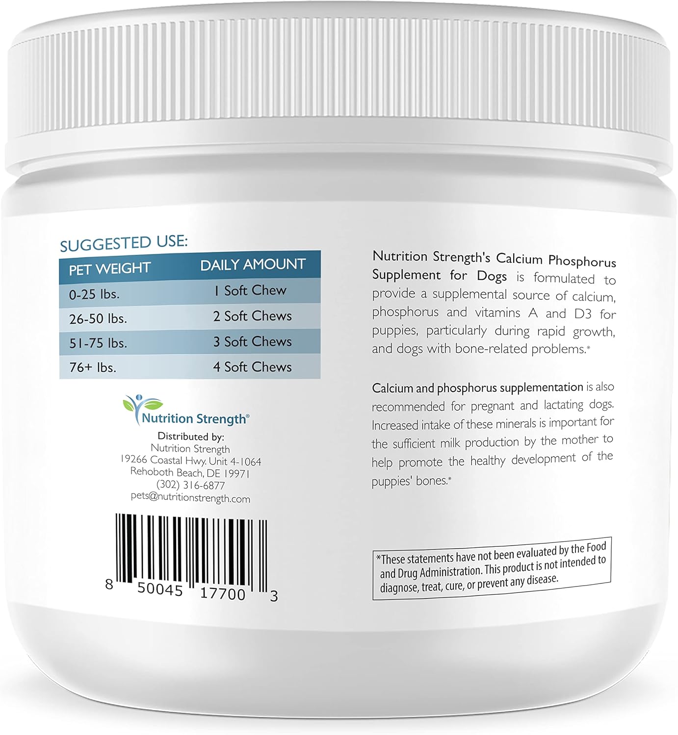 Dog Calcium Phosphorus Supplement for Healthy Bones & Growth, 90 Soft Chews