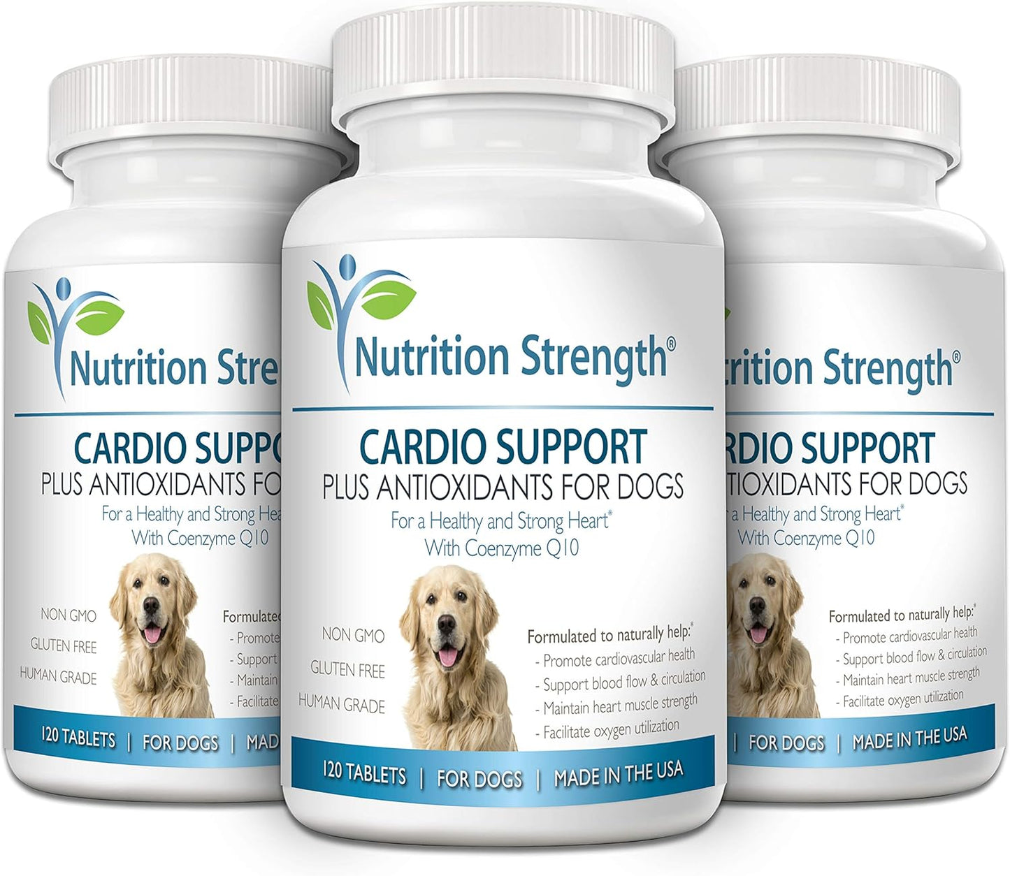 Dog Cardio Support with Antioxidants, L-Carnitine, L-Taurine, Coenzyme Q10, Vitamin E - 120 Chewable Tablets for Healthy Heart