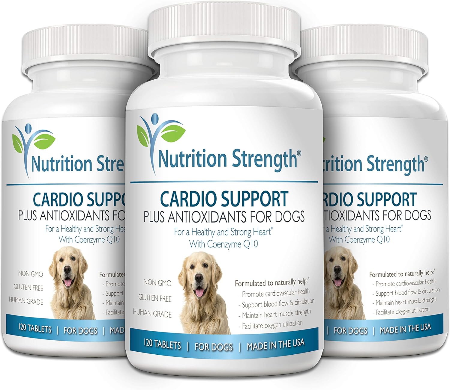 Dog Cardio Support with Antioxidants, L-Carnitine, L-Taurine, Coenzyme Q10, Vitamin E - 120 Chewable Tablets for Healthy Heart