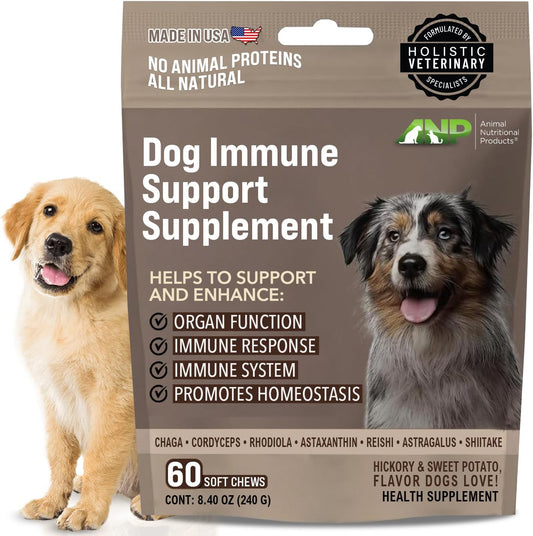 Dog Chews with Mushroom Immune Supplement for Vitality and Gut Health - No Animal Protein Formula