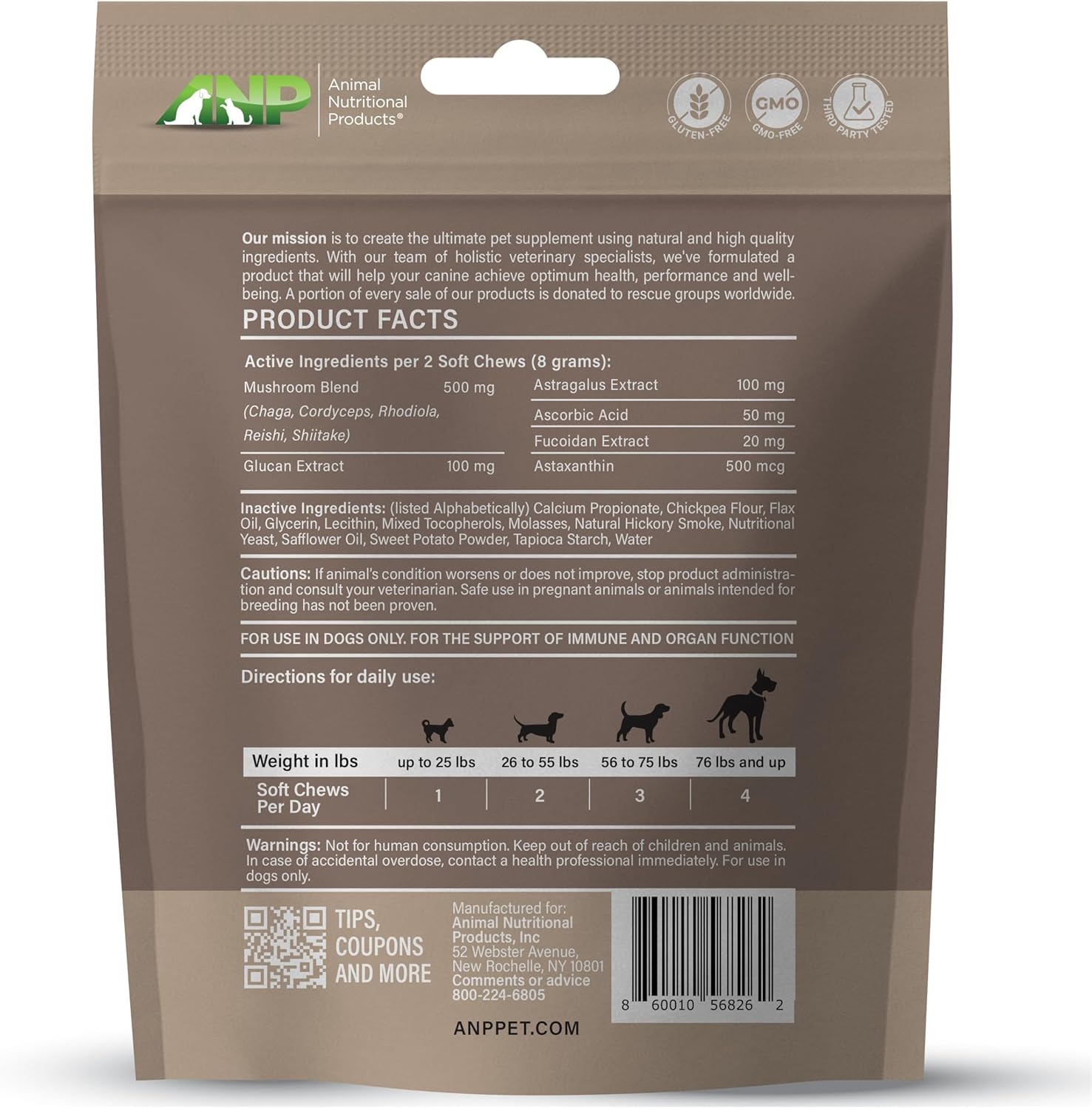 Dog Chews with Mushroom Immune Supplement for Vitality and Gut Health - No Animal Protein Formula