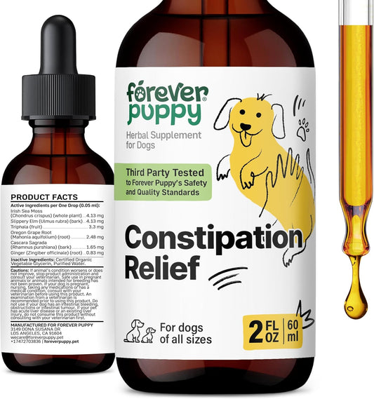 Dog Constipation Relief Drops - Liquid Fiber & Sea Moss Supplements - Prebiotic Elm - 2 oz