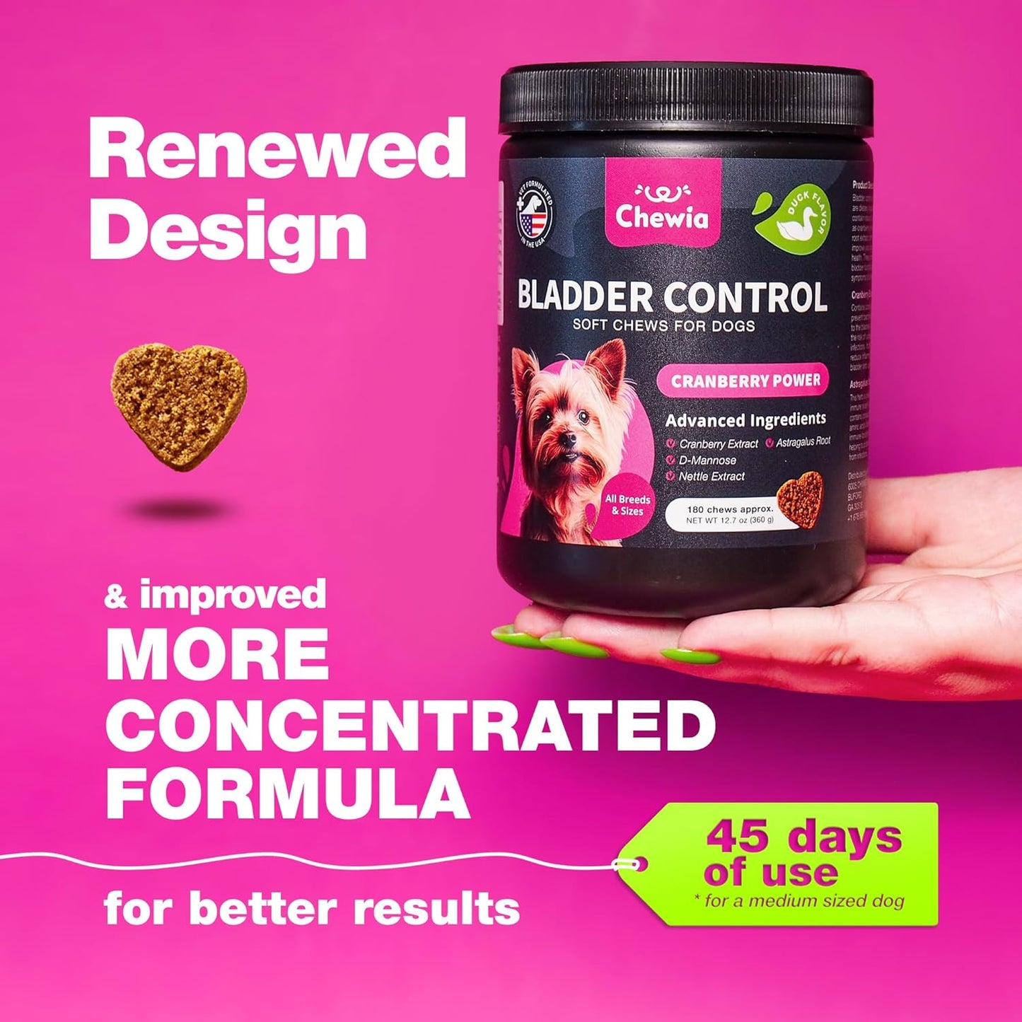 Dog Cranberry Supplement for UTI Treatment, Bladder & Kidney Health - Urinary Tract Support Chews for Dogs with Incontinence