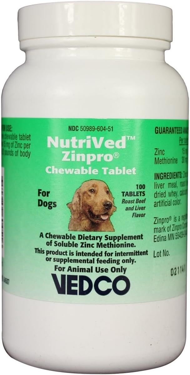 Dog for Dog NutriVed ZinPro Chewable Tablets - 100 Count Bottle